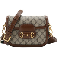 古驰 GUCCI 男女中性马衔扣1955系列帆布配皮单肩斜挎包迷你款 658574 HUHHG