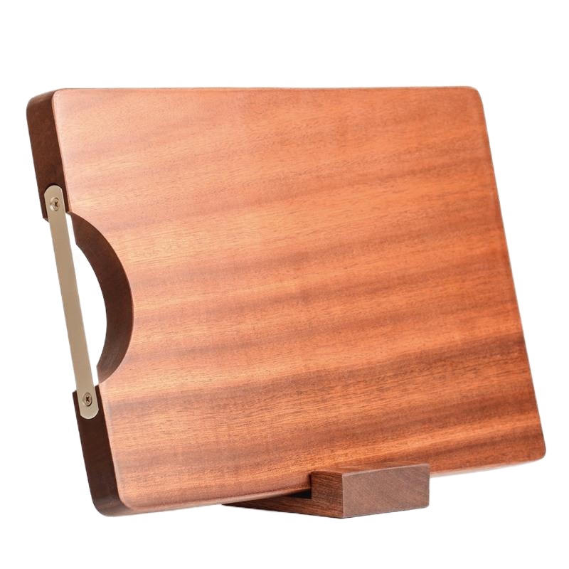 乌檀木菜板实木方形案板双面多功能切菜板 厨房砧板送木支架伊麦卡
