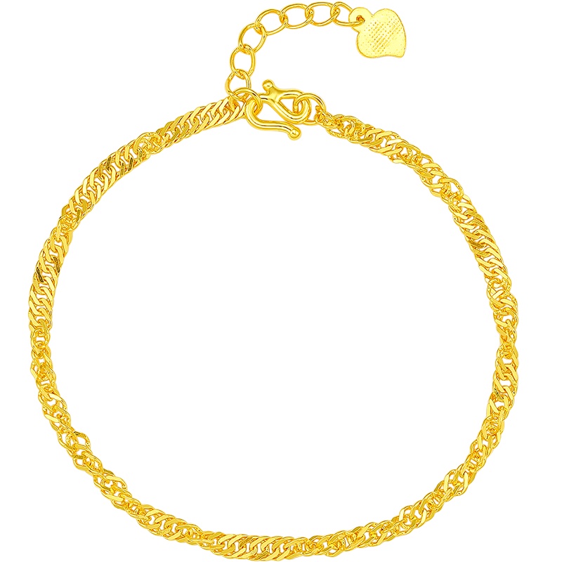 周大生黄金手链足金999水波纹女款金手链手饰简约款