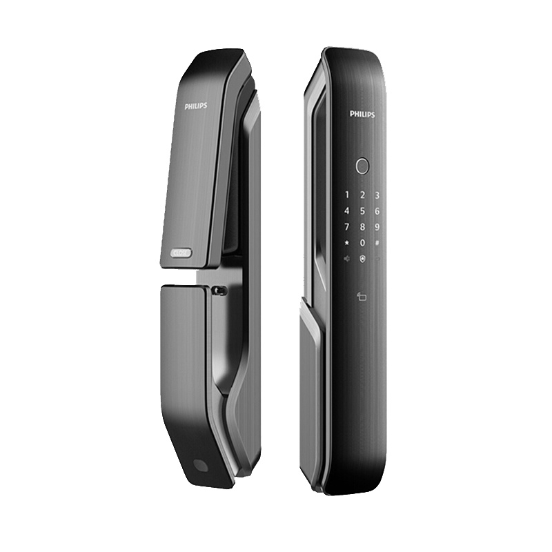 飞利浦(PHILIPS)192 智能锁 9200 指纹密码锁 家用防盗门锁推拉磁卡电子锁 APP蓝牙连接 曜石黑