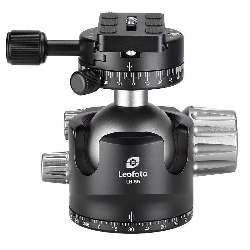 徕图/leofoto LH-55R 55mm球径专业三脚架低重心双开口球形阻尼云台(含快装板)
