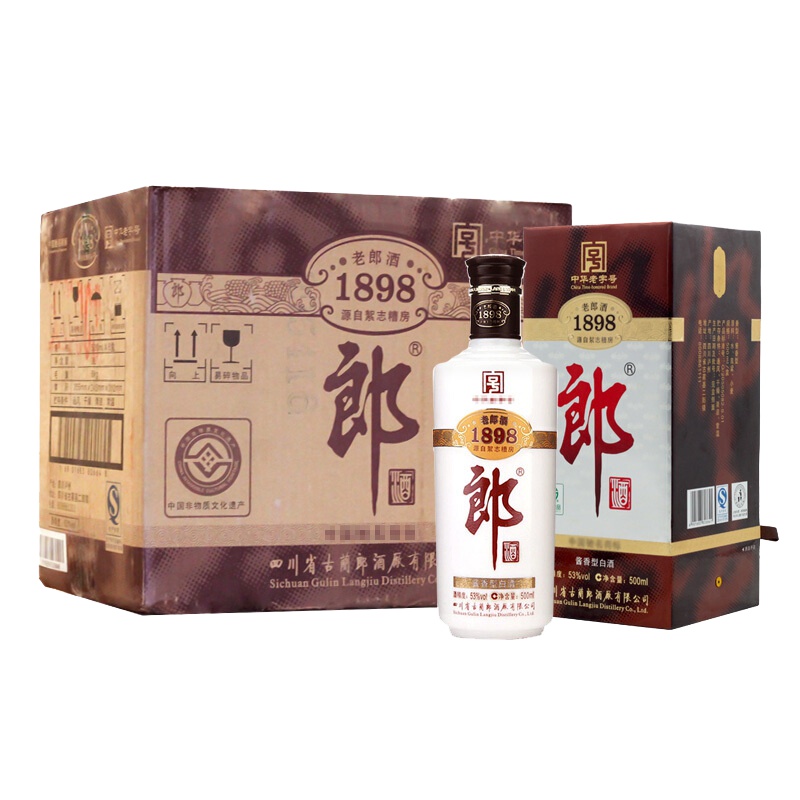 【2014年老酒】郎酒 老郎酒1898 酱香型白酒 53度 500ml*6 整箱开箱