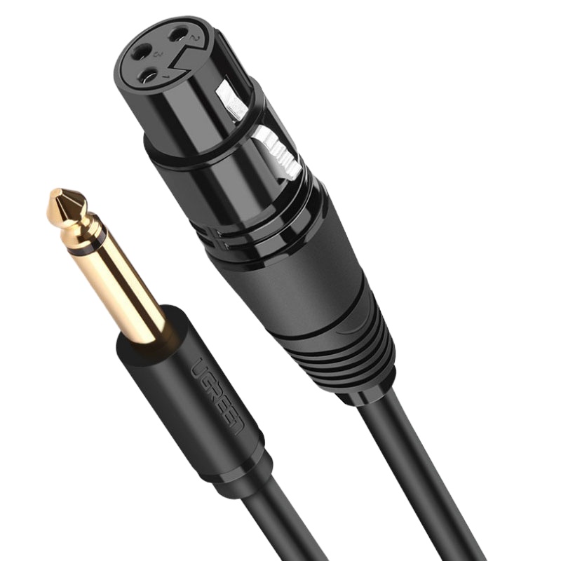 绿联 6.5转卡侬公对母话筒音频线 2米 AV131