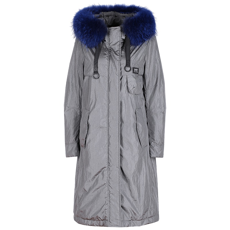 高梵(GOLDFARM)时尚貉子大毛领派克羽绒服女中长款纯色冬装加厚外套