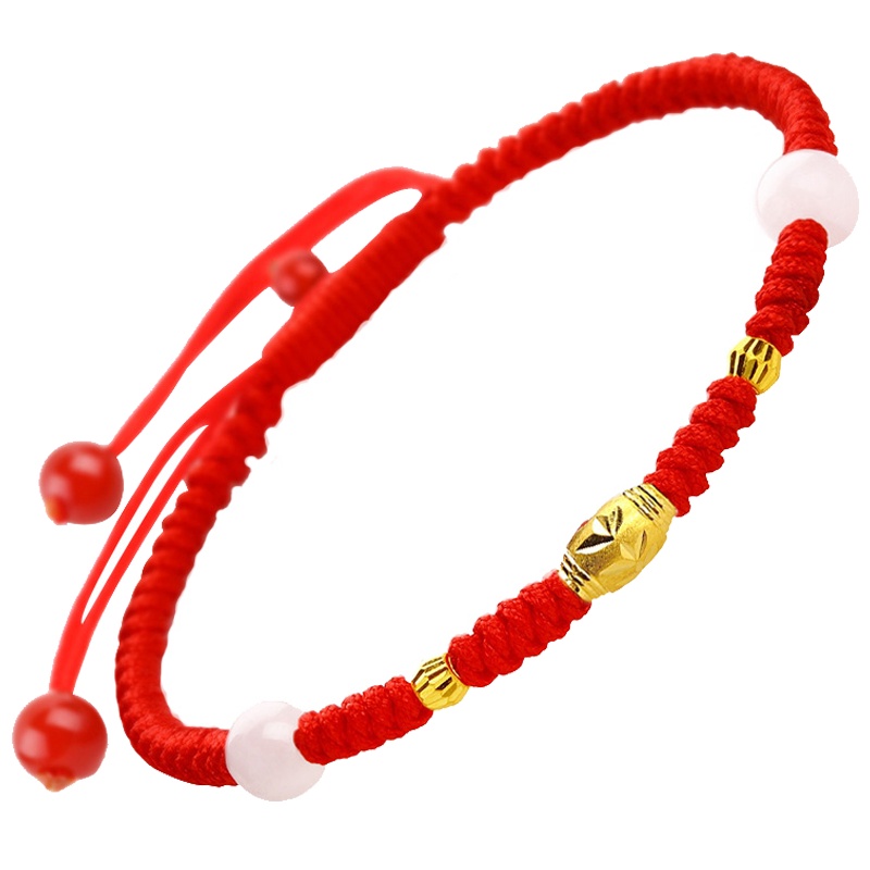 佐喜佑福 黄金手链女款本命年红绳手链女款总金重约0.54-0.56g ZXNLYFC108b