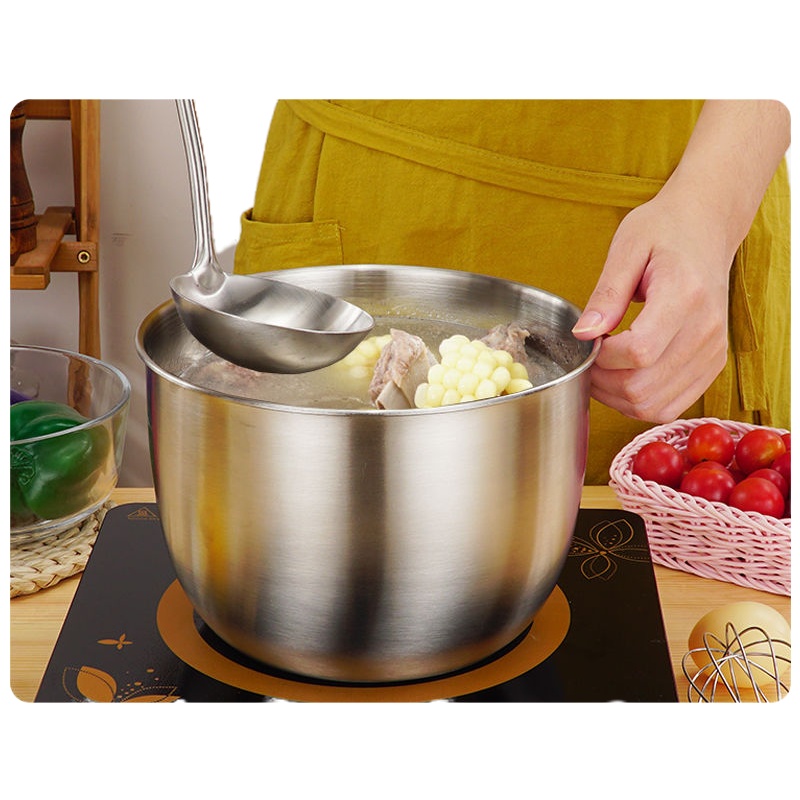 [新年特卖]不锈钢打蛋盆加深加厚打发奶油盘防溅烘焙工具蛋糕搅拌家用吉祥鹤 加大打发奶油盘[加高防溅专用]