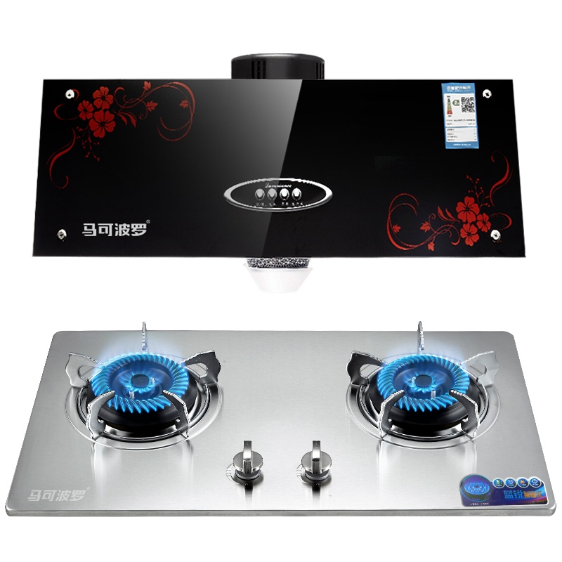 马可波罗 中式烟灶套装大吸力强排抽油烟机燃气灶双灶大火力猛火爆炒家用煤气灶具YST01+Q03(139)液化气