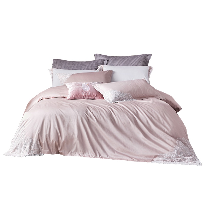 罗莱家纺床上用品全棉简约床单被套单双人1.8m床四件套香颂羽依