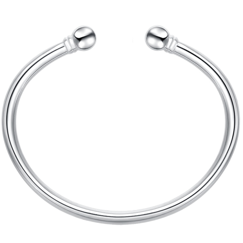 金一 足银S999女款简约时尚天元卡口手镯送女友送妈妈 BFE014 S999 (定价)