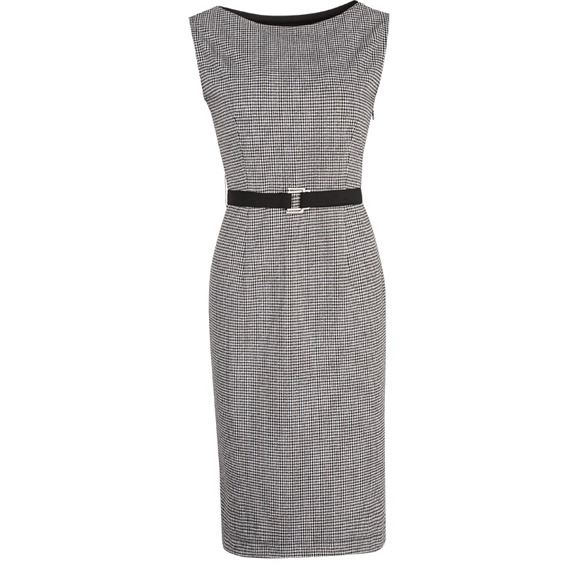 晚白2020冬季新品修身显瘦圆领无袖职业背心裙包臀打底连衣裙女