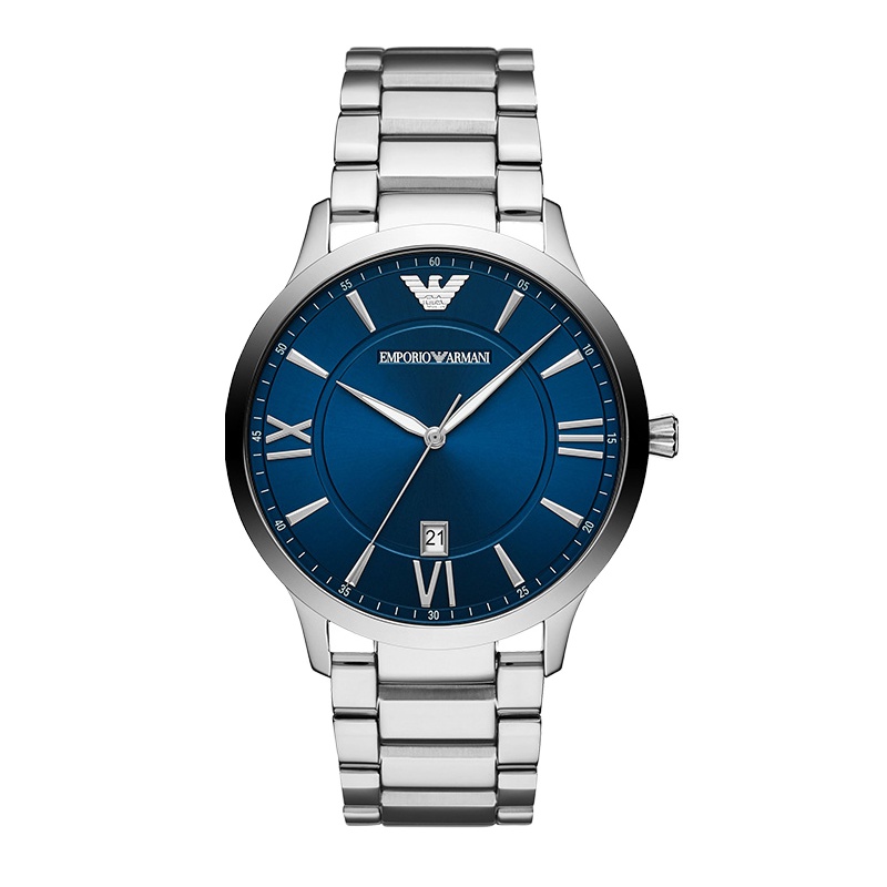 阿玛尼(EMPORIO ARMANI)深蓝色表盘男士手表 商务大气石英表