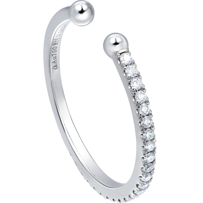 周生生(CHOW SANG SANG)18K白色金Ear Play钻石耳圈单边耳饰