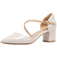 St&Sat/星期六春季一字式扣带浅口单鞋粗高跟女鞋SS01114012