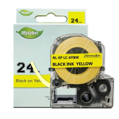 艾洁 24mm黄底黑字标签色带 适用爱普生EPSON LW600P;LW700;锦宫SR530C;LK-6YBP
