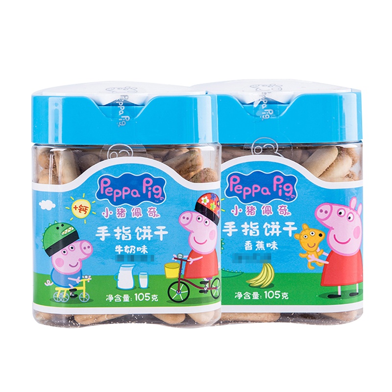 小猪佩奇PeppaPig手指饼干牛奶味105g +香蕉味105g 罐装 儿童零食