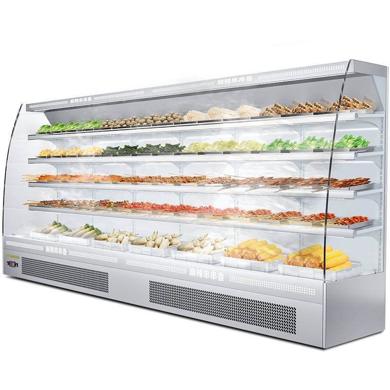 希冷(XILEN)风幕柜串串麻辣烫展示柜点菜柜喷雾柜商用冷藏蔬菜保鲜柜 2米不锈钢带喷雾