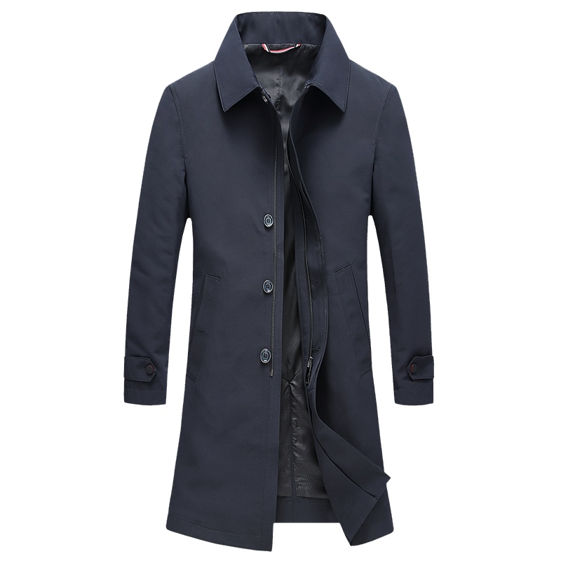 迪伽默 VDG秋季男式商务休闲中长款风衣男秋季中年男士外套 藏青色