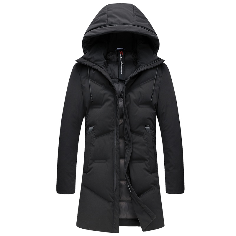 雪中飞冬新款加厚连帽羽绒服中长款商务休闲保暖外套男