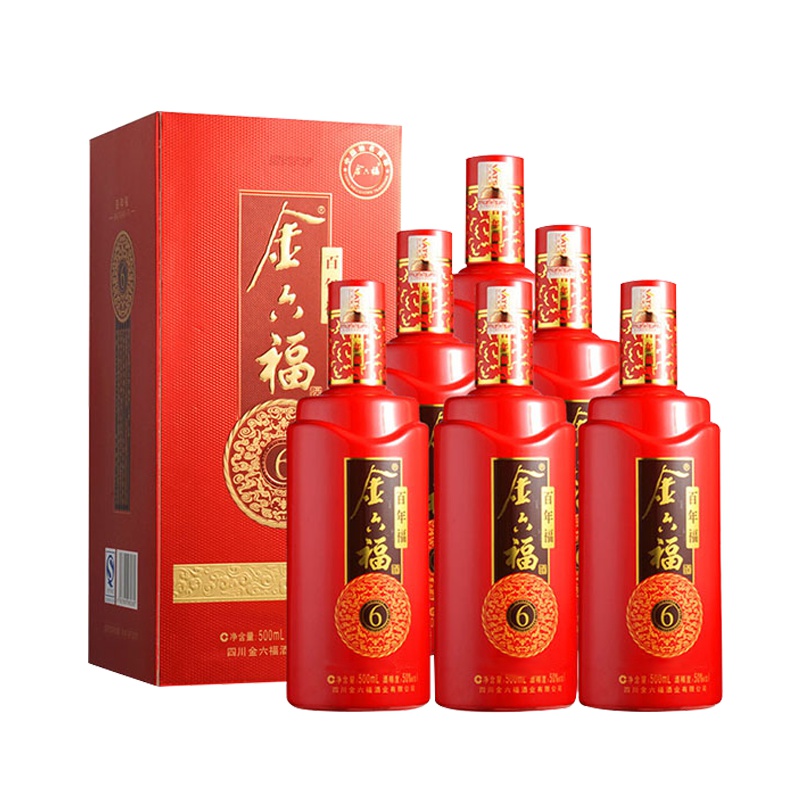 金六福 百年福6 50度 500ml*6 箱装白酒 高度白酒