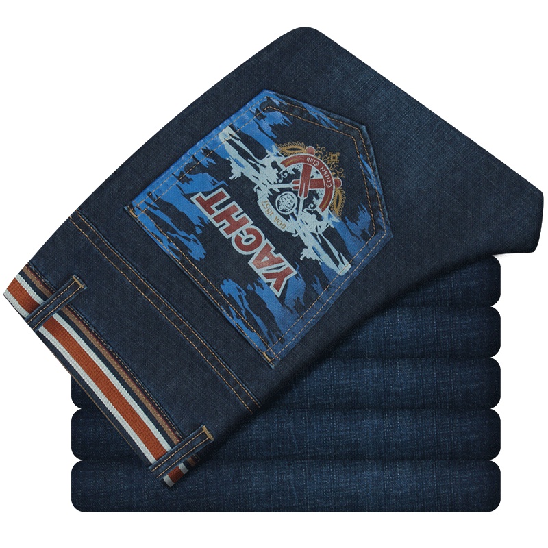 牛仔短裤男五分裤潮修身休闲裤青年中腰直筒深蓝色运动裤百搭裤子