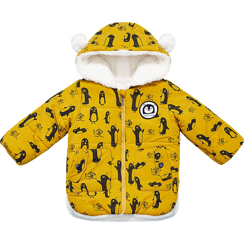婴姿坊儿童棉衣男童冬装外套韩版中小童夹棉带帽棉服潮衣