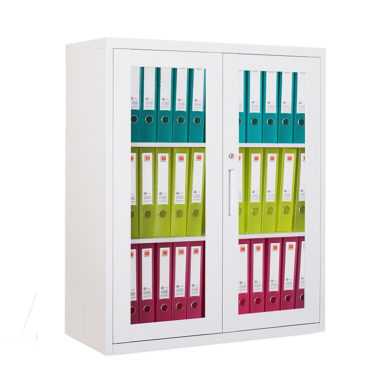 贞合 通门文件柜办公家具办公柜钢柜 档案柜铁皮柜矮柜高1090对玻开门