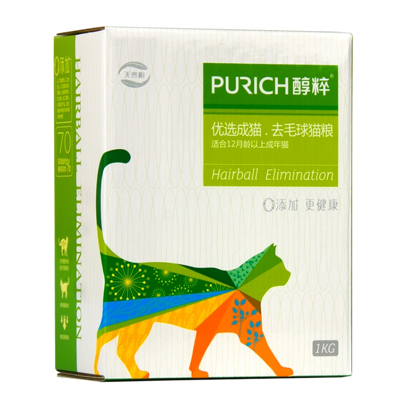醇粹(Purich) 猫粮 优选成猫 去毛球猫粮1kg 帮助毛球排出