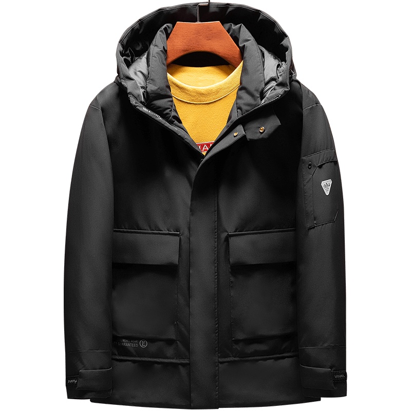 雅鹿男装冬季新款纯色短款连帽青年百搭男士羽绒服外套WF67U0924