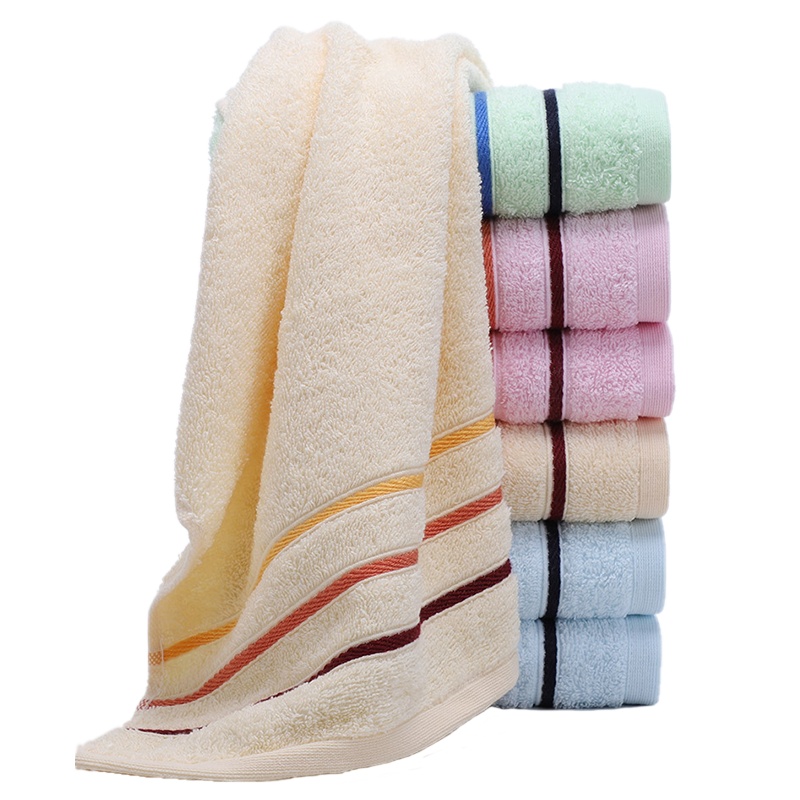 洁丽雅(grace)毛巾家纺纯棉素色条纹舒适柔软简约毛巾6443 混色四条装/混色五条装