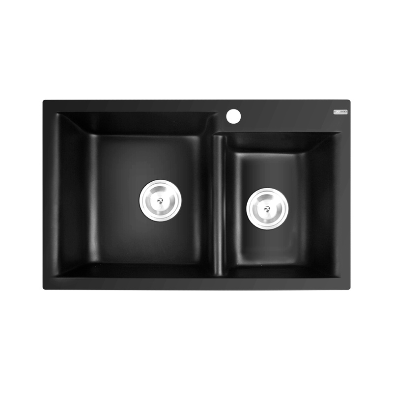 意狄讴石英石水槽厨房大单槽黑色洗碗池台下盆家用洗菜盆套餐