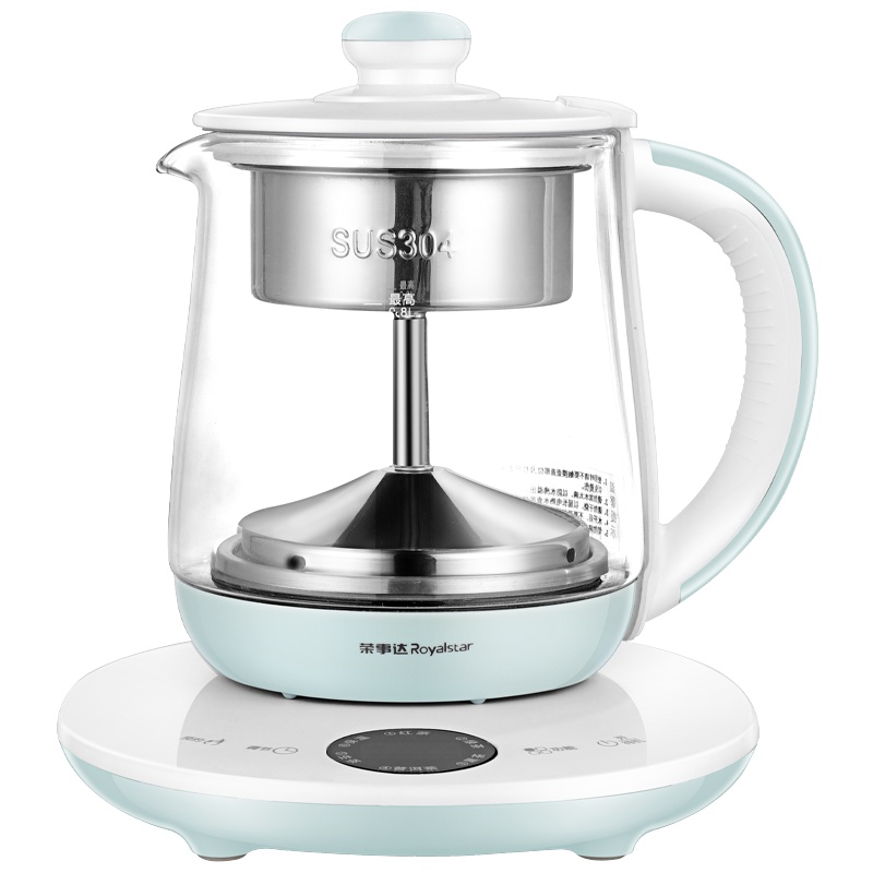 荣事达(Royalstar)养生壶0.8L YSH08DZ附赠煮茶器加厚玻璃电热烧水壶花茶壶黑茶
