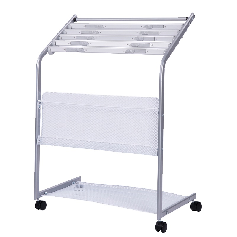 得力deli9302标准型报刊架 书报架报纸架宣传资料展示架 杂志架滑轮脚635*360*875mm