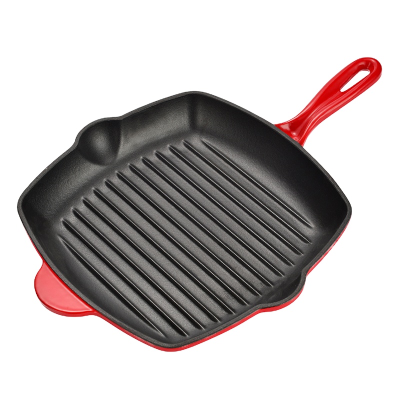 南极人铸铁牛排煎锅28cm红色珐琅NJR-FL005