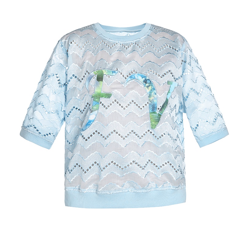 秋水伊人 春装fv印花波浪纹清新卫衣FV26