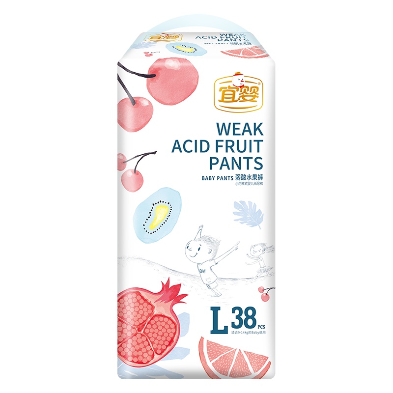 宜婴弱酸水果小内裤L38片超薄柔软干爽透气拉拉裤婴儿宝宝尿不湿[建议体重8.5-11.5kg]
