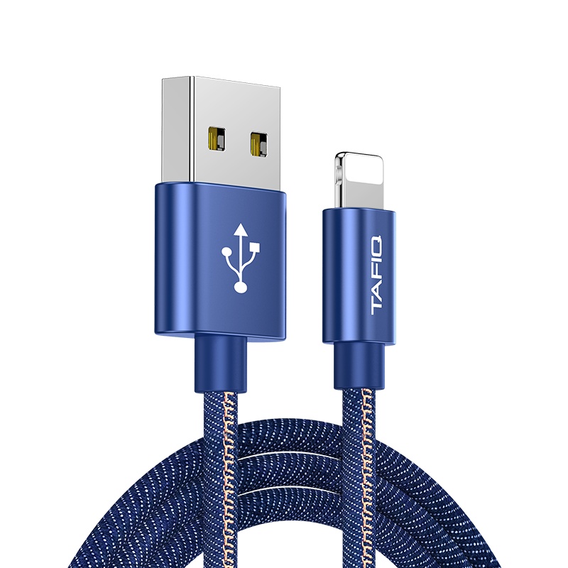 塔菲克(TAFIQ)苹果数据线6s快充xsma手机12充电线7器8plus加长11ipad闪充0.25M[牛仔蓝]一条装