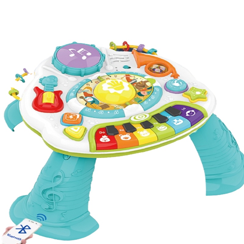 双面学习桌智扣多功能早教游戏桌2婴儿玩具台积木桌宝宝1-3-5岁 蓝牙双面学习桌 话筒双锂电直充 102块积木块