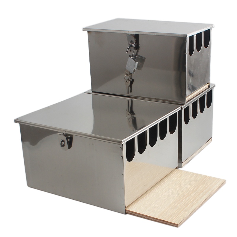 企购优品 实木刀座特厚不锈钢刀架盒平放带盖菜刀箱四格带锁