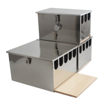 企购优品 实木刀座特厚不锈钢刀架盒平放带盖菜刀箱四格带锁