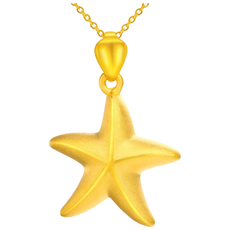 翠绿 黄金吊坠 3D硬金海洋小星星足金999黄金项坠 约1.9-2.0克 A08000041379