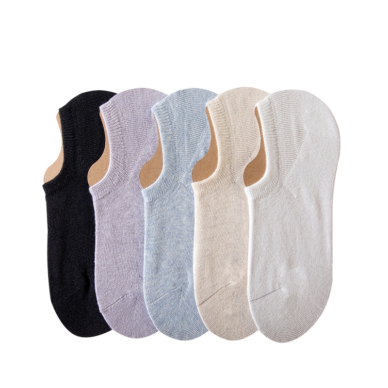 苏宁极物 5双装女士新疆长绒棉纯棉浅口船袜袜子短袜纯色运动时尚透气