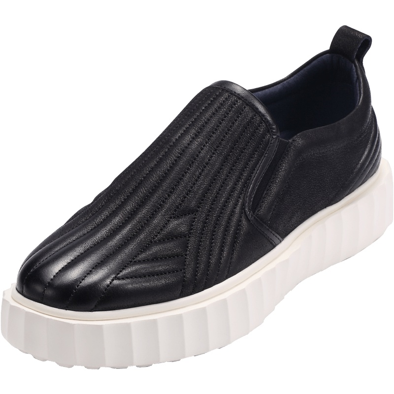 GOLF乐福鞋男春季松糕厚底一脚蹬男鞋真皮休闲韩版潮流套脚懒人鞋