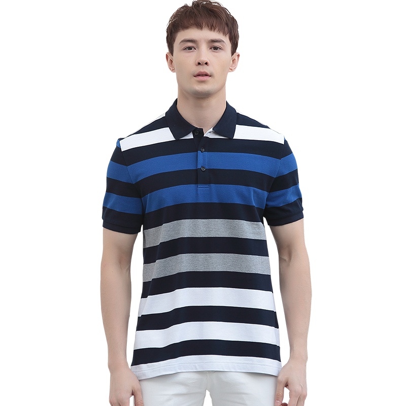 HODO红豆男装男士短袖T恤 2018夏季新品休闲条纹棉质舒适POLO