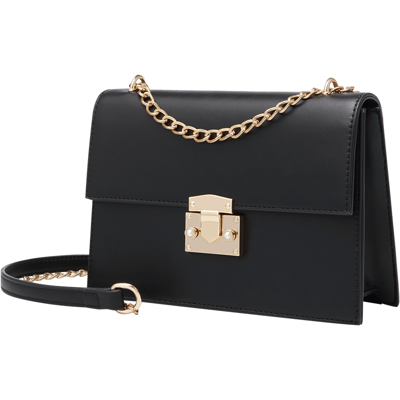 第九城（V.NINE） 单肩包女简约韩版百搭女士小方包时尚纯色珍珠锁扣大容量链条包斜挎包