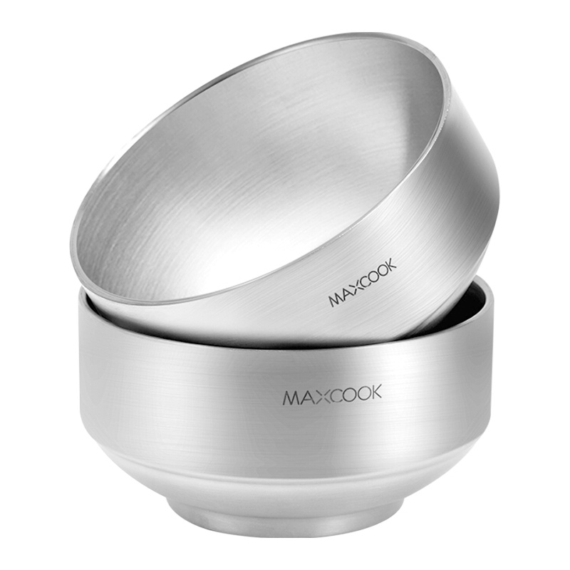 美厨(maxcook)304不锈钢碗2只装13CM双层防烫隔热碗 韩式米饭汤碗小碗 MCWA615