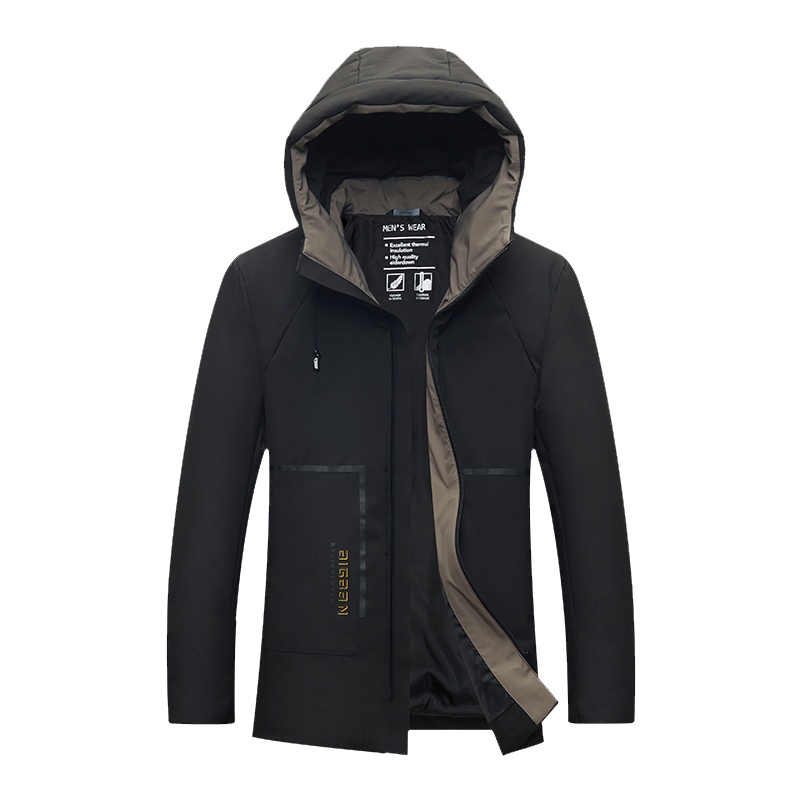 阿仕顿男装羽绒服冬季休闲保暖白鸭绒连帽羽绒服外套男