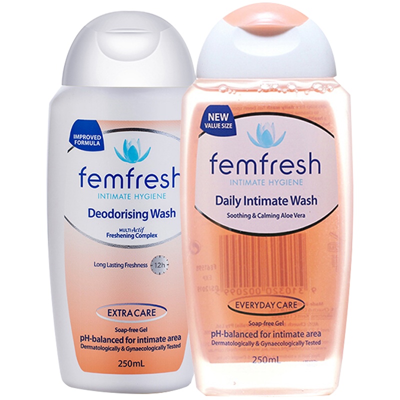 femfresh芳芯女性 日常+百合味 私密护理洗液 洗液250ml 温和 无皂 孕妇可用 两款搭配换着用 呵护更健康