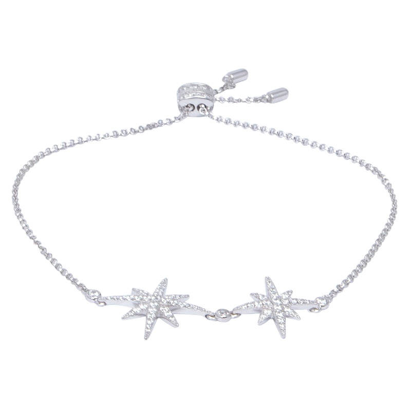 apm MONACO双流星六芒星925银镶晶钻女士手链可调节送恋人AB3325OX