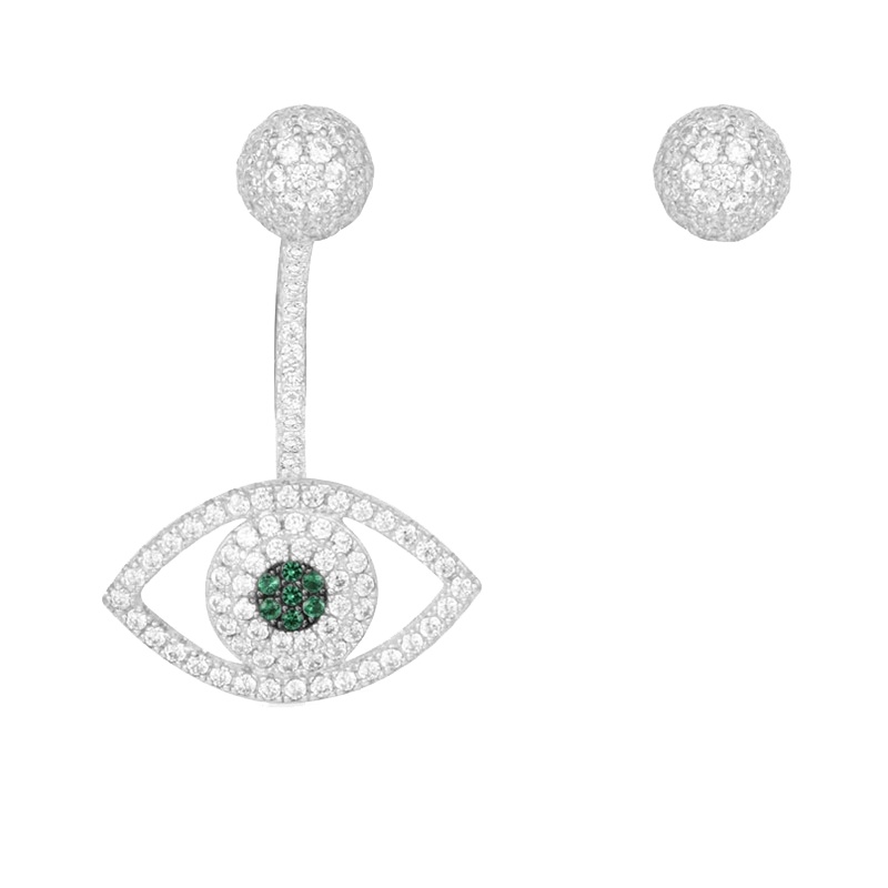 apm MONACO不对称幸运眼耳环银耳饰女士时尚恶魔之眼穿孔耳坠首饰AE9007XKG AE9007OXY