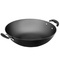 企购优品豪森铸铁锅电磁炉适用炒锅不粘锅 40cm（深黑色）生铁双耳铁锅炒菜锅无烟锅